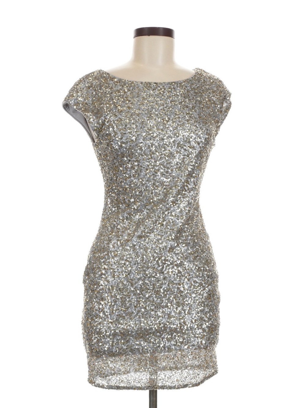NWOT HEARTLOOM SILVER GOLD SEQUIN COCKTAIL DRESS MEDIUM